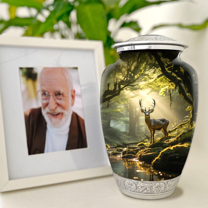 Double Trouble Inc Deer Forest Urn for Human Ashes | Large Handcrafted Funeral Memorial | Decorative Cremation Urn for Women and Men - Image 3
